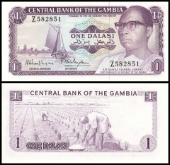 Gambia 1 Dalasi Banknote, 1971-1987 ND, P-4gz, UNC, Replacement