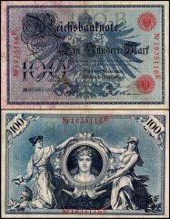 Germany 100 Mark Banknote, 1908, P-33, Used