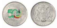 Guyana 100 Dollars Coin, 2020, KM #62, Mint, Commemorative - 50 Years of the Republic of Guyana