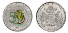 Guyana 100 Dollars Coin, 2021, KM #64, Mint, Commemorative - 55 Years of Guyanese Independence