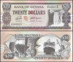 Guyana 20 Dollars Banknote, 1996-2018 ND, P-30g, UNC