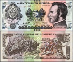 Honduras 5 Lempiras Banknote, 2016, P-98c, UNC