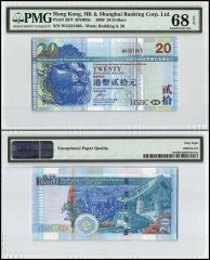 Hong Kong 20 Dollars, 2009, P-207f, HSBC, PMG 68