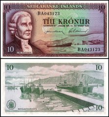 Iceland 10 Kronur Banknote, L.1961 (1966 ND), P-42a.2, UNC