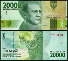Indonesia 20,000 Rupiah Banknote, 2016, P-158a, UNC