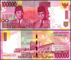 Indonesia 100,000 Rupiah Banknote, 2014, P-153Aaz, UNC, Replacement