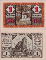 Jakobsberg 1 Mark Notgeld, 1921, Mehl #652.1, UNC