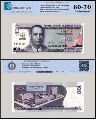 Philippines 100 Piso Banknote, 2013, P-220, UNC, Commemorative, TAP 60-70 Authenticated