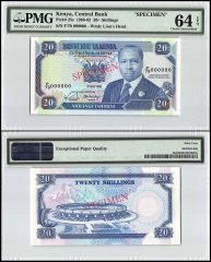 Kenya 20 Shillings, 1988-92, P-25s, Specimen, PMG 64