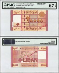 Lebanon 20,000 Livres, 2012, P-93s, Specimen, PMG 67