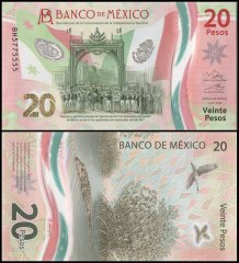 Mexico 20 Pesos Banknote, 2022, P-132d.2, UNC, Commemorative, Polymer