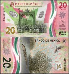 Mexico 20 Pesos Banknote, 2022, P-132h.1, UNC, Commemorative, Polymer