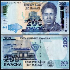 Malawi 200 Kwacha Banknote, 2012, P-60a, UNC
