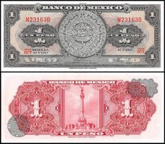 Mexico 1 Peso Banknote, 1967, P-59j, UNC, Series BDY