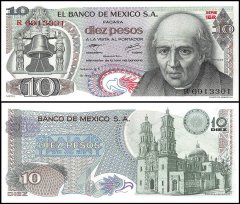 Mexico 10 Pesos Banknote, 1977, P-63i, UNC, Series 1ER