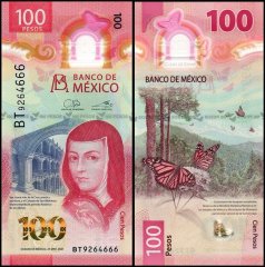 Mexico 100 Pesos Banknote, 2021, P-134d.1, UNC, Polymer