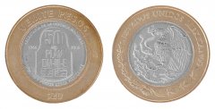 Mexico 20 Pesos 15g Bi-Metallic Coin, 2016, Mint, 50 Yrs DN-III-E Contingency Plan