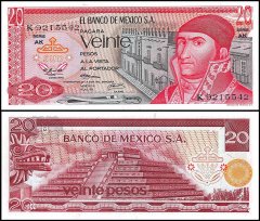 Mexico 20 Pesos Banknote, 1973, P-64b, UNC