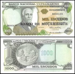 Mozambique 1,000 Escudos Banknote, 1972, P-119, UNC