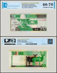 Namibia 50 Namibia Dollars Banknote, 2003 ND, P-8b, UNC, TAP 60-70 Authenticated