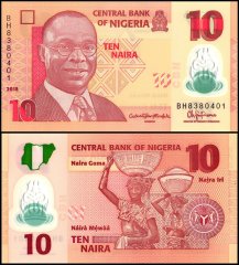 Nigeria 10 Naira Banknote, 2015, P-39f, UNC, Polymer
