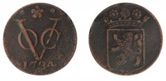 Netherland East Indies VOC - Holland 1 Duit Coin, 1726-1804, KM #70, Fine, Coat of Arms