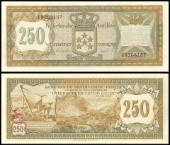 Netherlands Antilles 250 Gulden Banknote, 1967, P-13, UNC