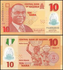 Nigeria 10 Naira Banknote, 2009, P-39a, UNC, Polymer
