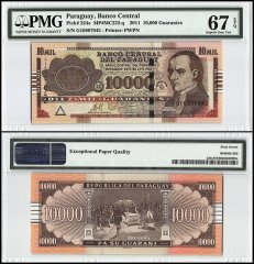 Paraguay 10,000 Guaranies, 2011, P-224e, PMG 67