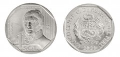 Peru 1 Sol Coin, 2021, KM #427, Mint, Commemorative, Hipolito Unanue y Pavon, Coat of Arms