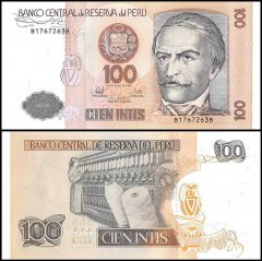 Peru 100 Intis Banknote, 1987, P-133, UNC