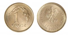 Poland 1 Grosz 1.64 g Brass Plated Steel Coin, 2018, Y # 923, Mint