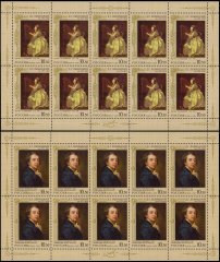 Russia 2 Full Stamp Sheet Levitsky Paintings, 2010, SC-7217-18, MNH