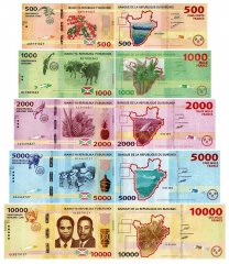 Burundi 500-10,000 Francs 5 Pieces Banknote Set, 2015, P-50-54, UNC