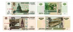 Russia 5-10 Rubles 2 Pieces Banknote Set, 1997 (2022 ND), P-267a.2-268c.2, UNC