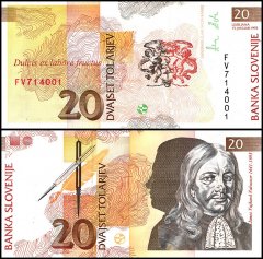 Slovenia 20 Tolarjev Banknote, 1992, P-12, UNC