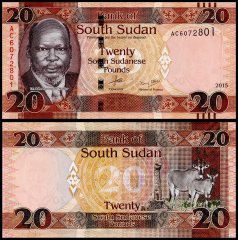 South Sudan 20 South Sudanese Pounds Banknote, 2015, P-13a, UNC