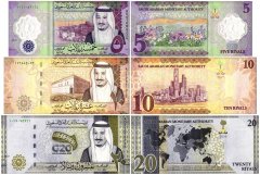 Saudi Arabia 5-20 Riyals 3 Pieces Banknote Set, 2017-2020 (AH1438-AH1441), P-39-44, UNC