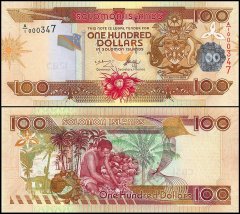 Solomon Islands 100 Dollars Banknote, 2006, P-30, UNC, Low Serial #