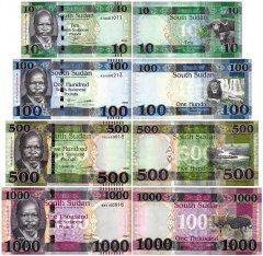 South Sudan 10-1,000 South Sudanese Pounds 4 Pieces Banknote Set, 2016-2021, P-12-17, UNC