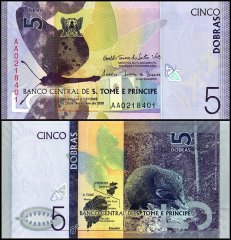 St. Thomas & Prince 5 Dobras Banknote, 2020, P-76, UNC