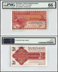 Suriname 2 1/2 Gulden, 1967, P-117b, PMG 66