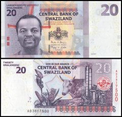 Swaziland 20 Emalangeni Banknote, 2017, P-37c, UNC