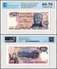 Argentina 100 Pesos Argentinos Banknote, 1983-1985 ND, P-315a.1, UNC, TAP 60-70 Authenticated