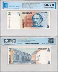 Argentina 2 Pesos Banknote, 2002 ND, P-352a.6, UNC, TAP 60-70 Authenticated