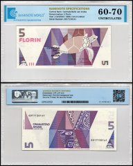 Aruba 5 Florin Banknote, 1990, P-6, UNC, TAP 60-70 Authenticated