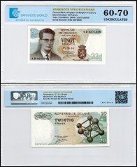 Belgium 20 Francs Banknote, 1964, P-138a.3, UNC, TAP 60-70 Authenticated