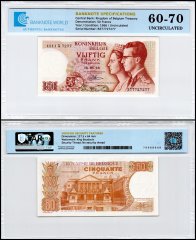 Belgium 50 Francs Banknote, 1966, P-139a.4, UNC, TAP 60-70 Authenticated