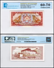 Bhutan 5 Ngultrum Banknote, 1985 ND, P-14a, UNC, TAP 60-70 Authenticated