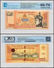 Bhutan 1,000 Ngultrum Banknote, 2016, P-36, UNC, Commemorative, TAP 60-70 Authenticated